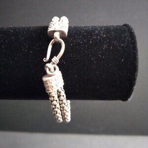 Double Width Nail Head 8" Silver Bracelet with Endcaps & Fishhook Closure.